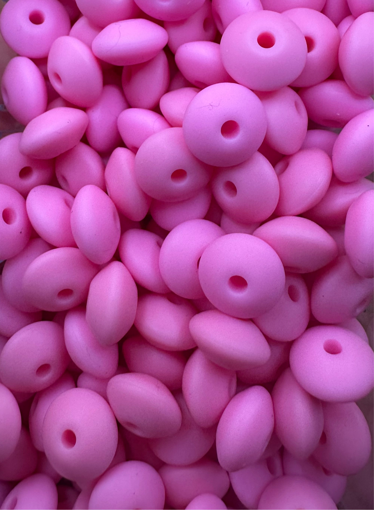 Bright Pink Lentil- Silicone Bead