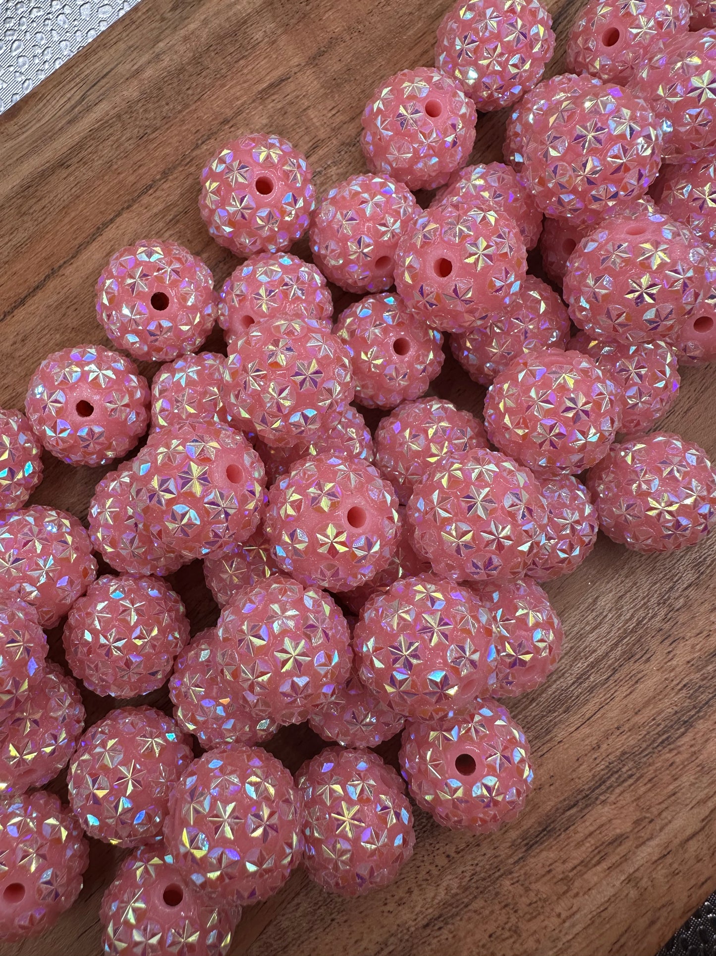 Pink Stars- Rhinestone Acrylic 20mm