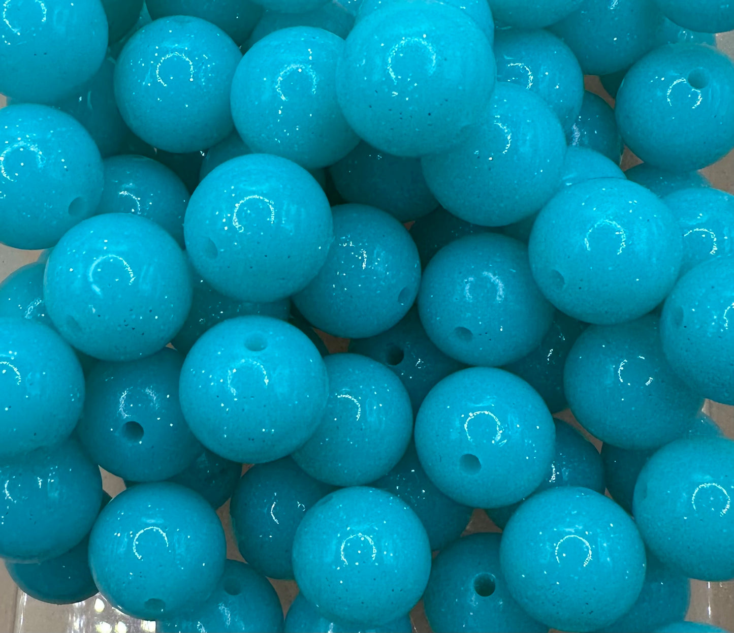 Ocean Blue Liquid Glitter- Silicone Bead 15mm