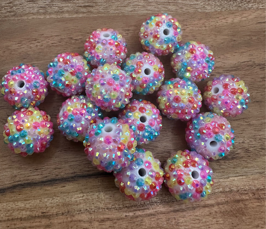 Rainbow Mix- Rhinestone Acrylic 20mm
