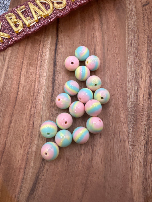 Cotton Candy Swirl- Silicone Bead 15mm