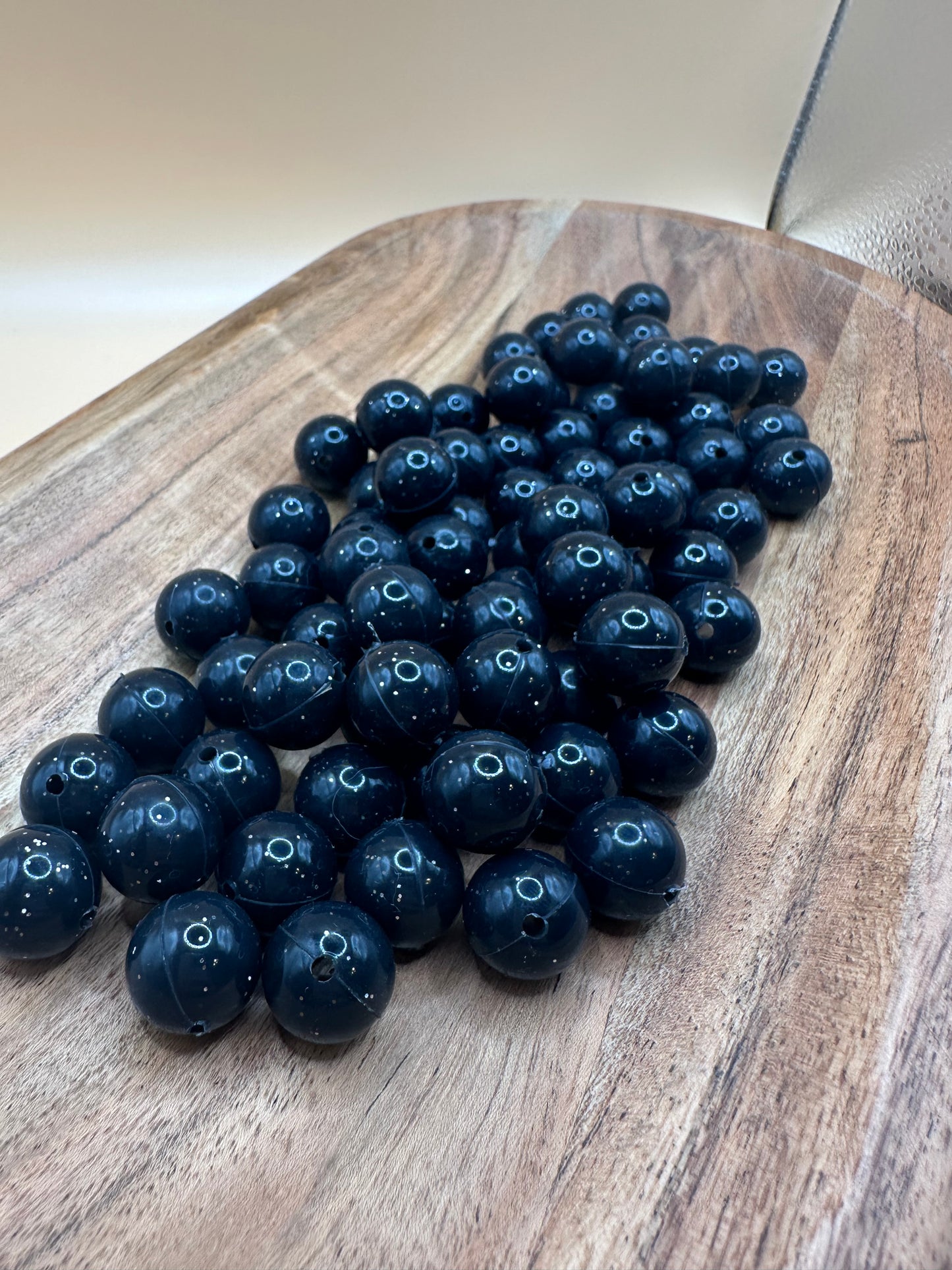 Midnight Glitz- Liquid Glitter Silicone Bead 15mm