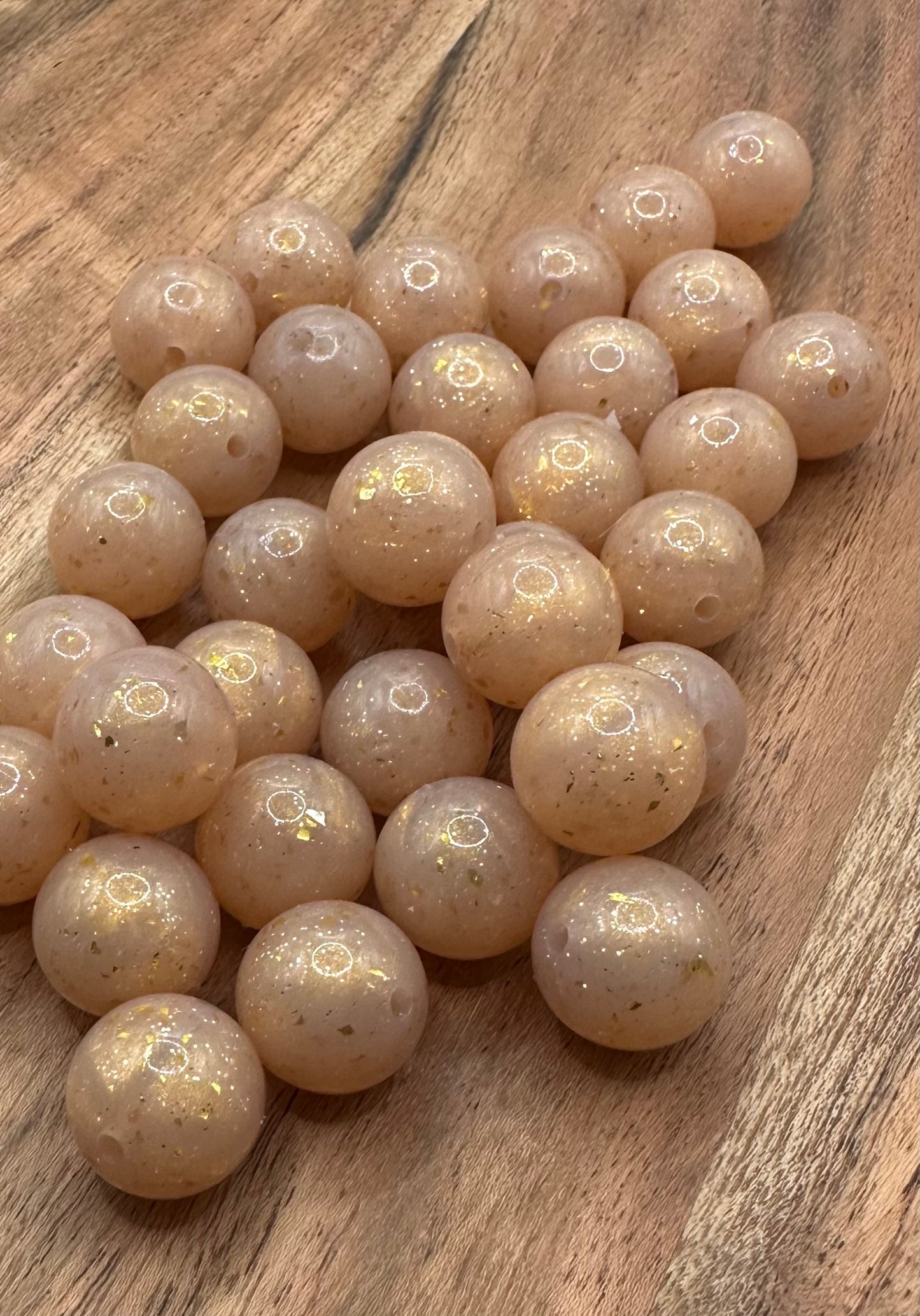 Gold Speckle Liquid- Silicone Bead 15mm