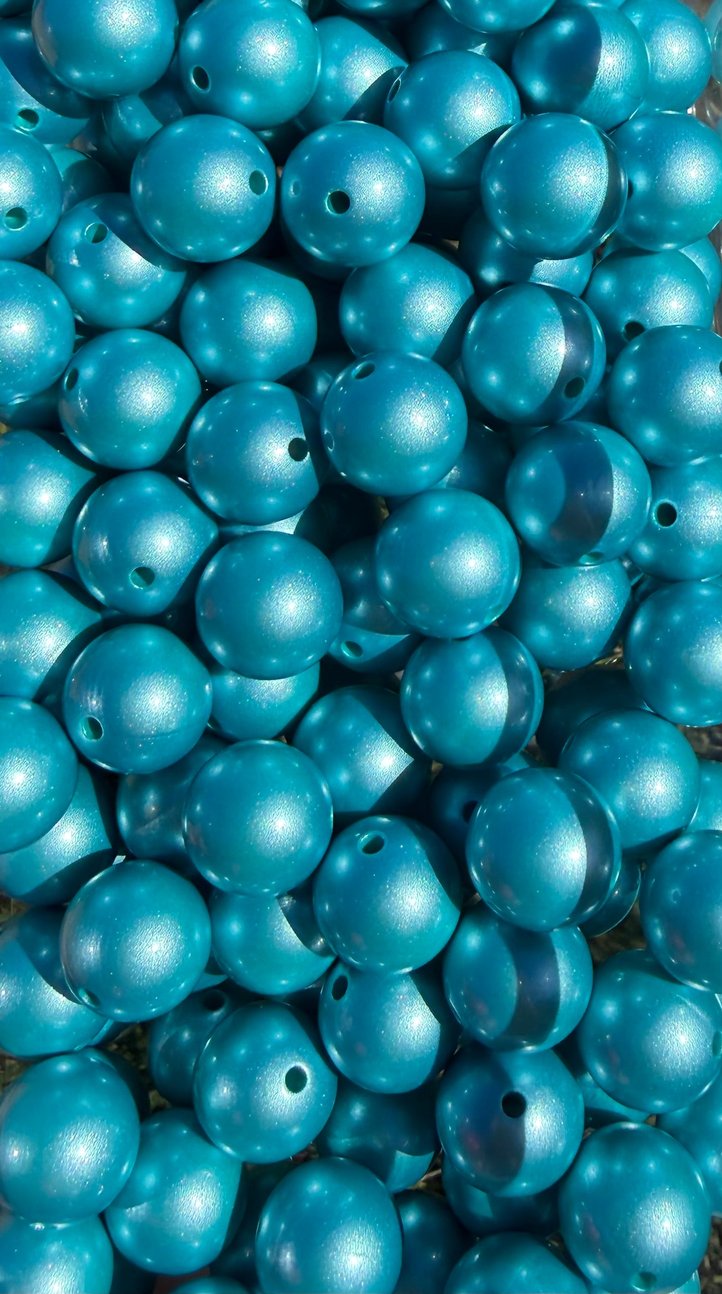 Icy Teal Shimmer- Silicone Bead 15mm