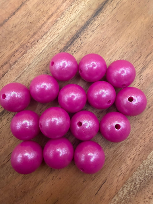 Fuchsia- Opal Silicone Bead 15mm