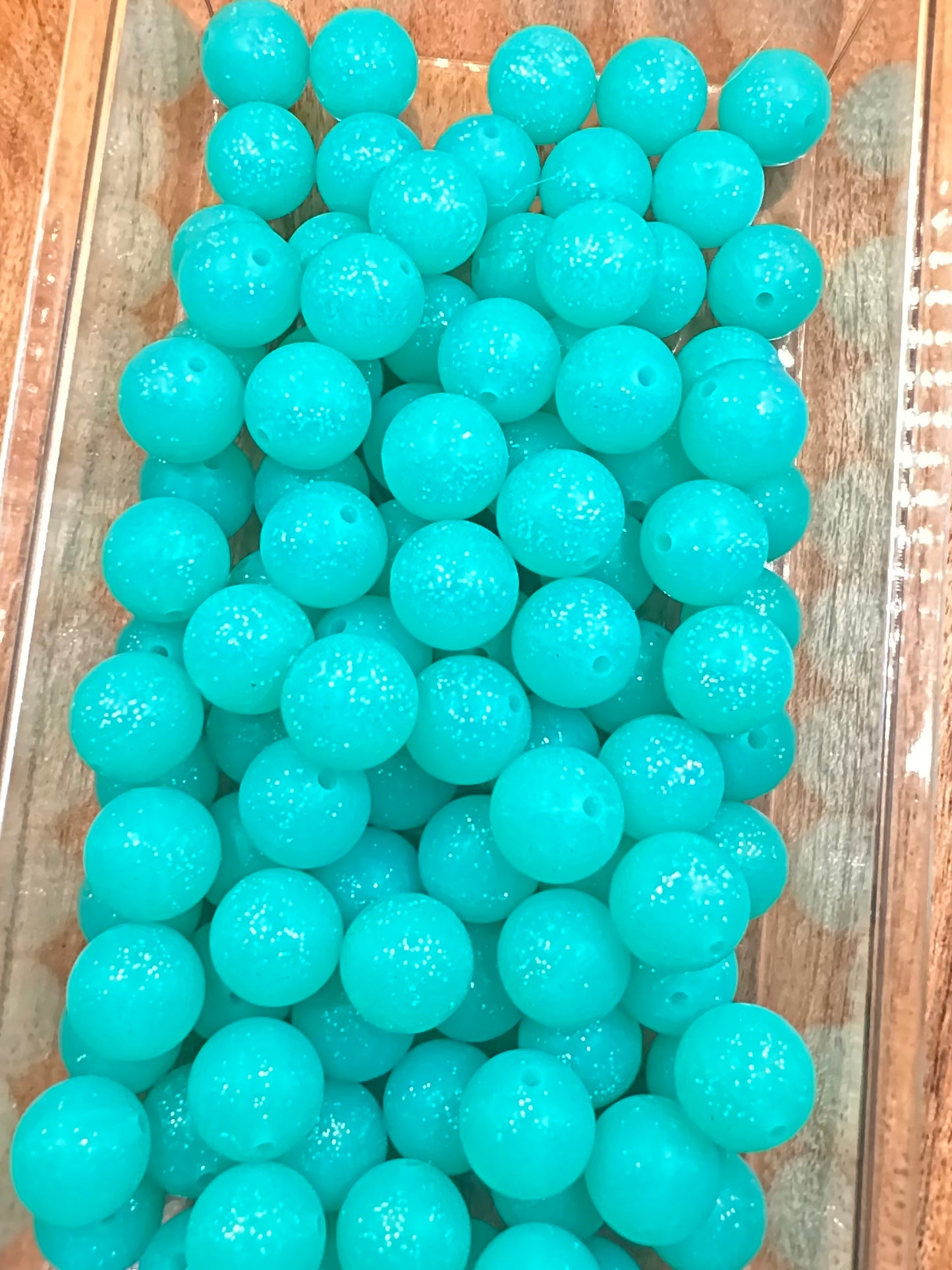 Turquoise - Glitter Silicone Bead 15mm