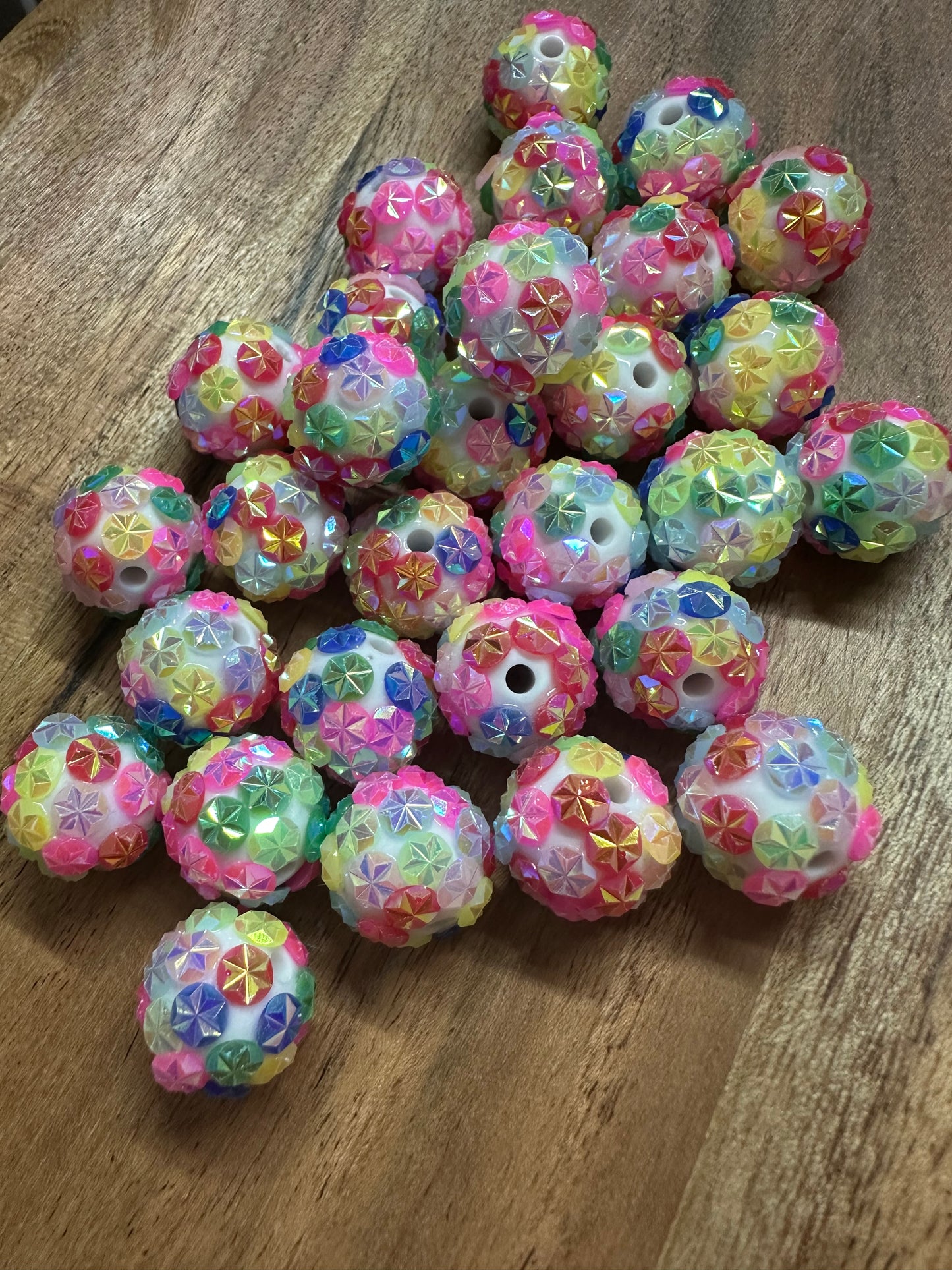 Rainbow Stars- Rhinestone Acrylic 16mm