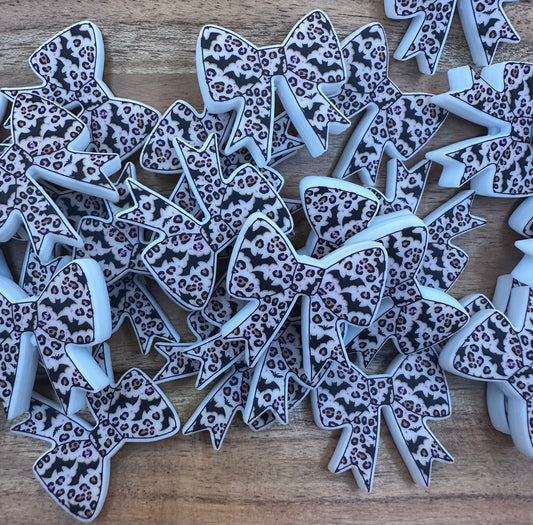 Leopard Bat Bow- Glow in the Dark- Silicone Focal Bead