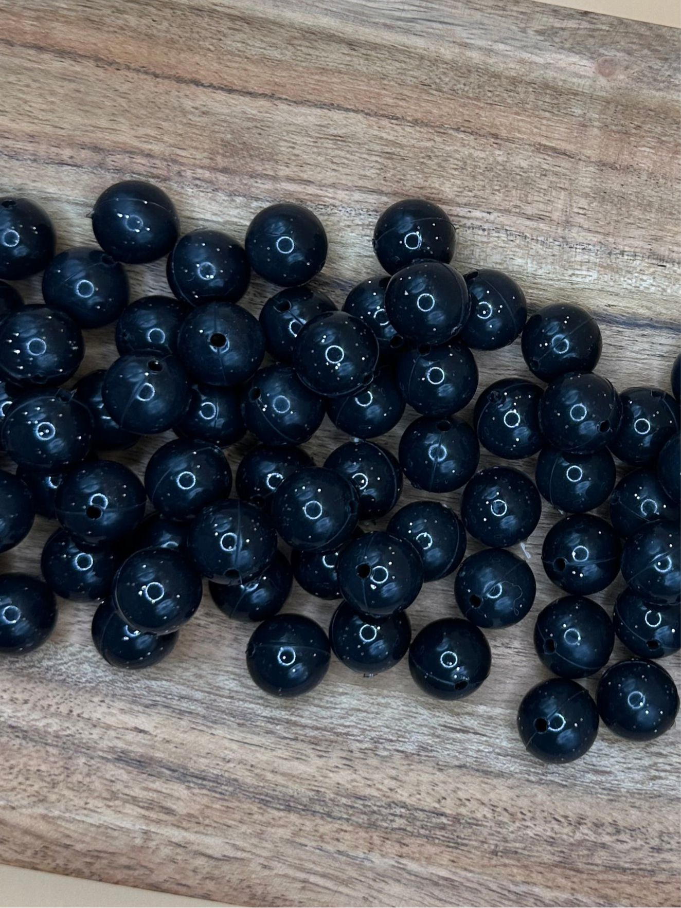 Midnight Glitz- Liquid Glitter Silicone Bead 15mm