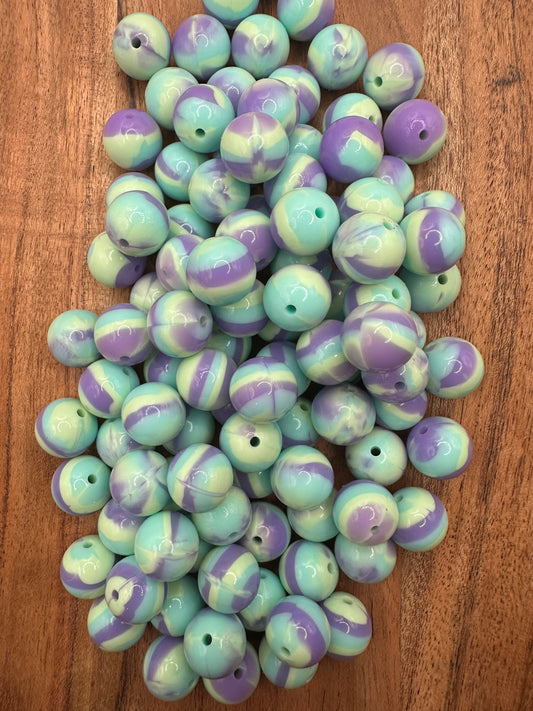 Wisteria Swirl Liquid- Silicone Bead 15mm