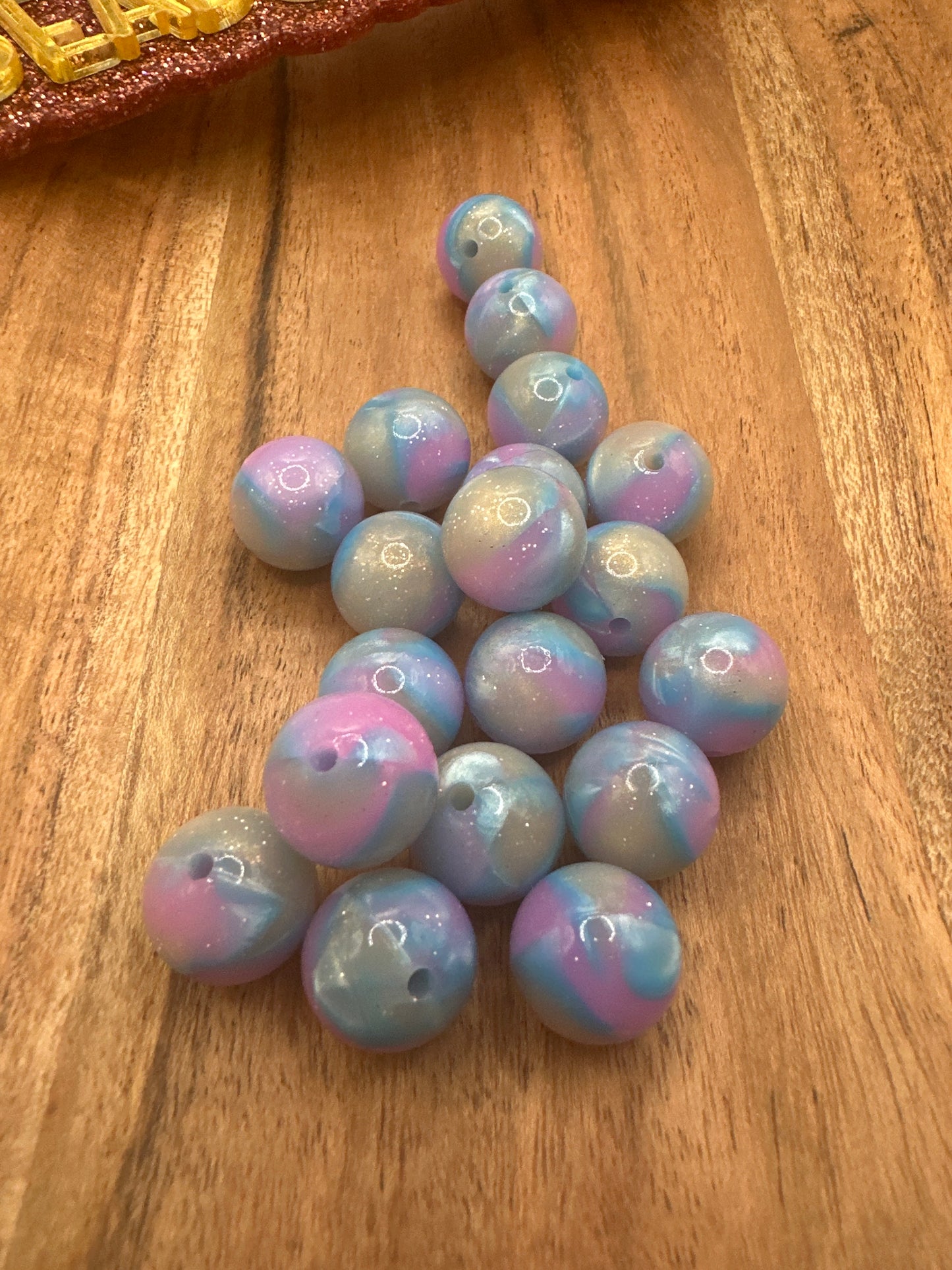 Mermaid- Liquid Glitter Silicone Bead 15mm