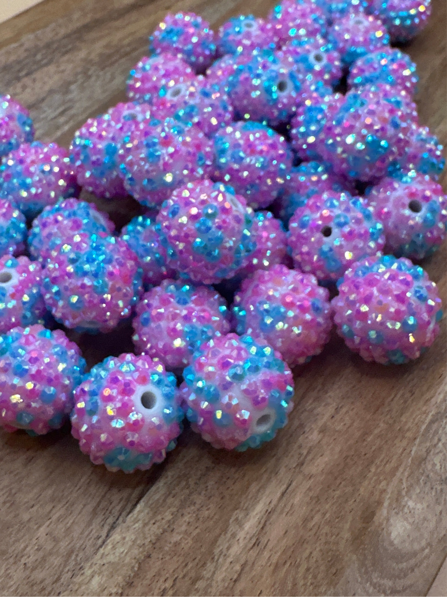 Pink & Blue- Rhinestone Acrylic 20mm