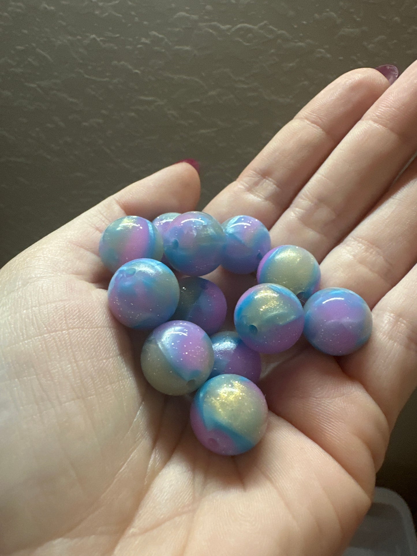 Mermaid- Liquid Glitter Silicone Bead 15mm