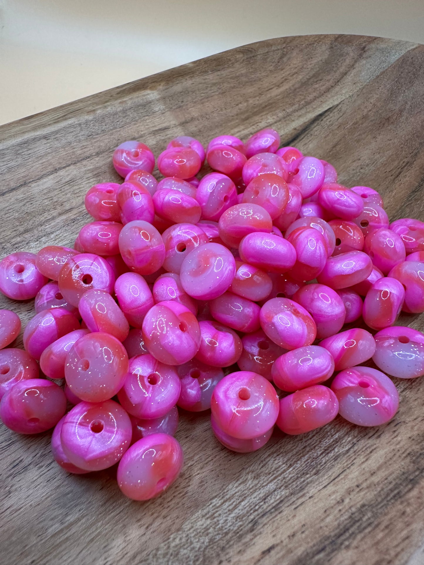Pink Swirl- Glitter Silicone Bead Abacus 14mm