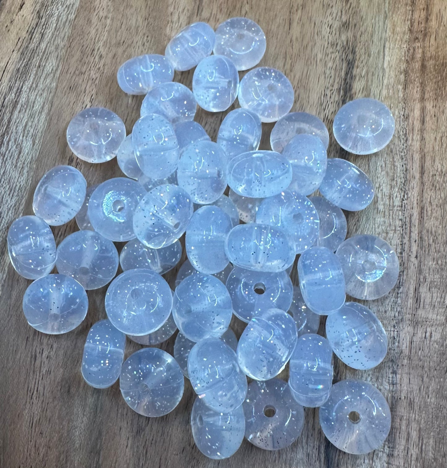 Clear Glitter- Liquid Silicone Bead Abacus 14mm