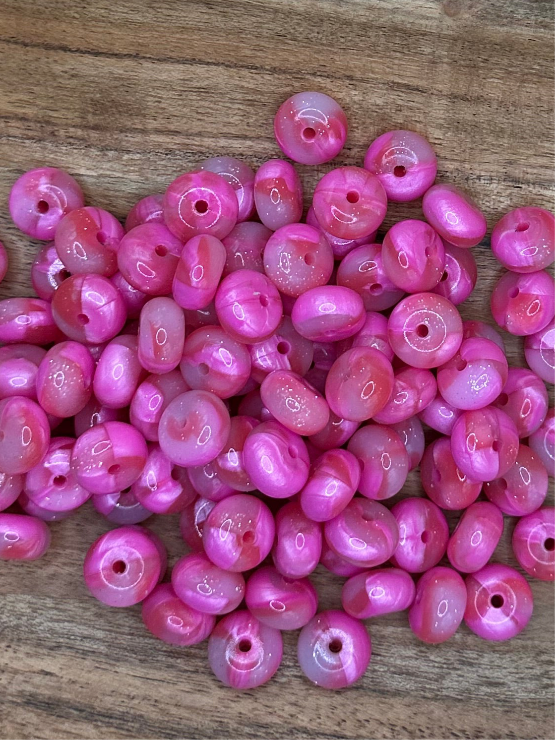 Pink Swirl- Glitter Silicone Bead Abacus 14mm