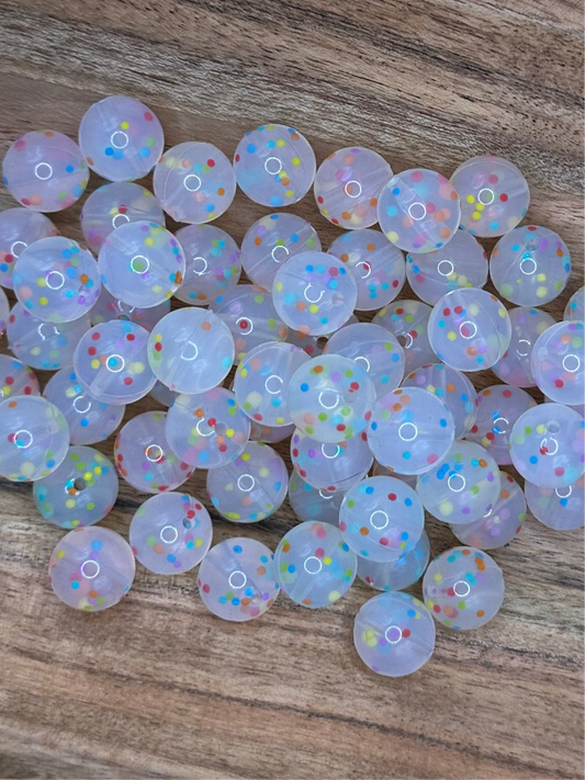 Clear Rainbow- Confetti Silicone Bead 15mm