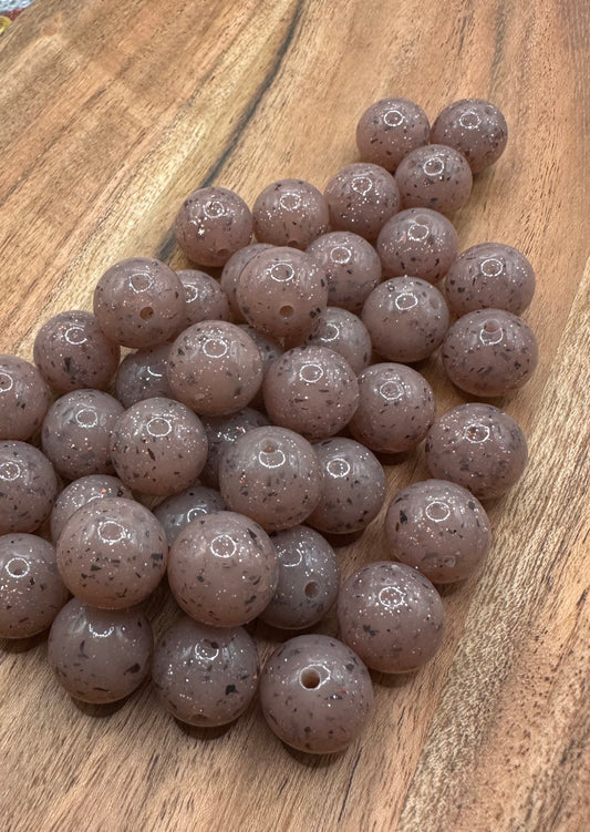 Brown Speckle Liquid- Silicone Bead 15mm