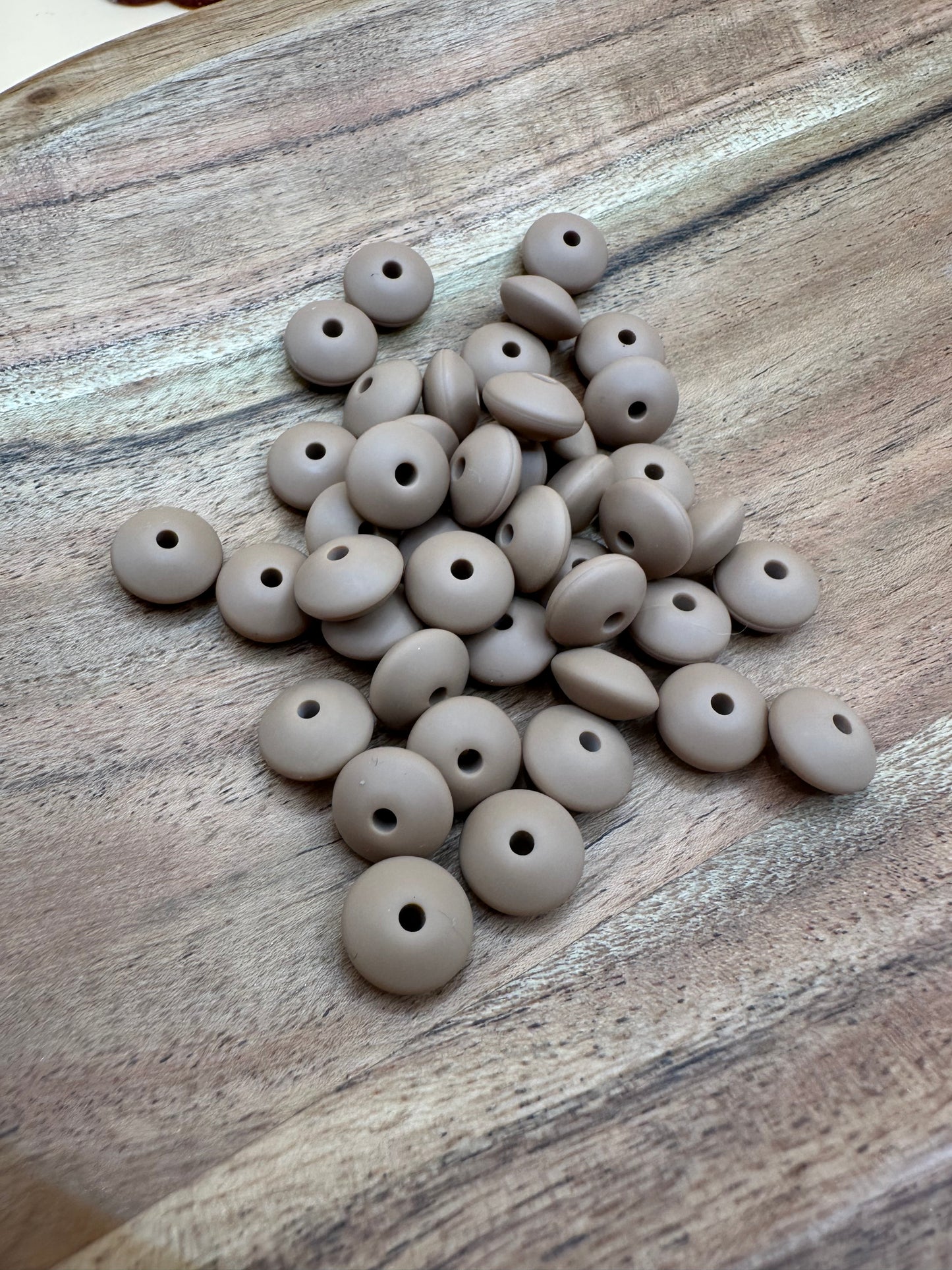 Light Brown Lentil- Silicone Bead