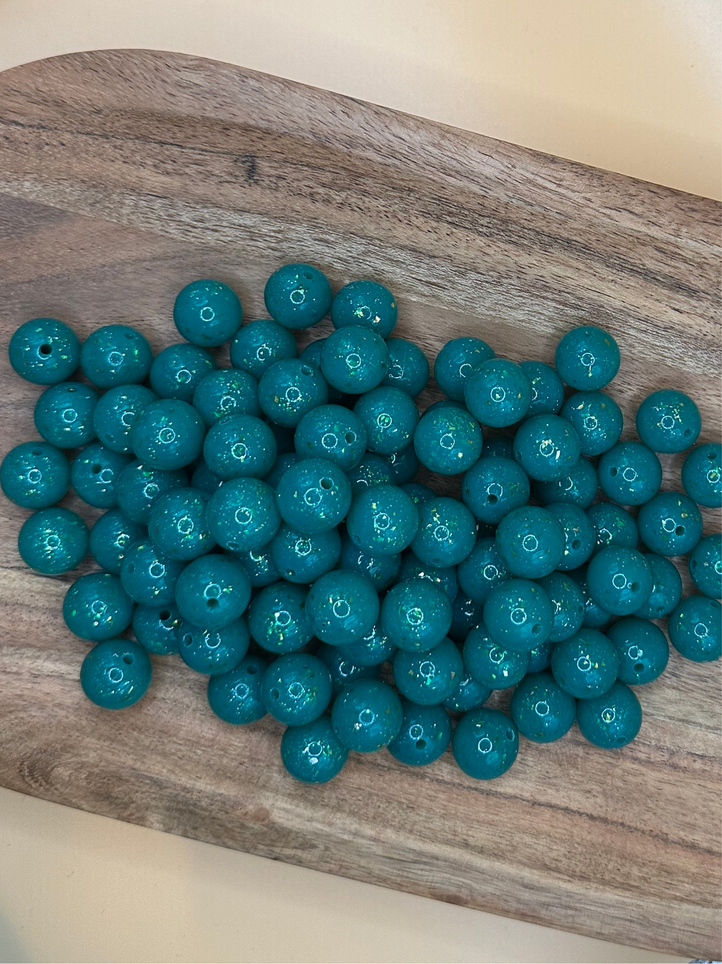 Emerald Glitz- Glitter Silicone Bead 15mm
