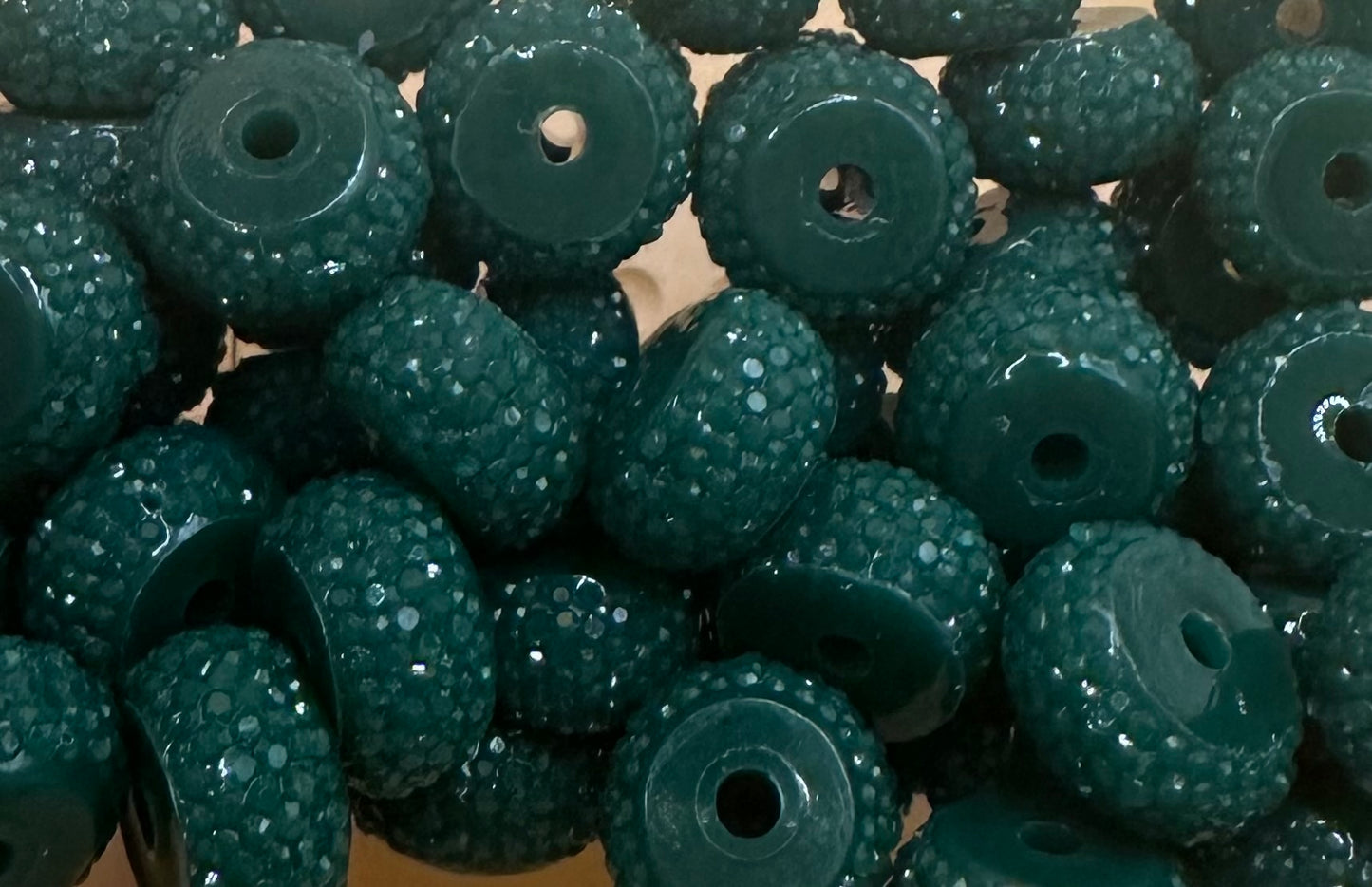 Abacus Spacer- Dark Green Rhinestone