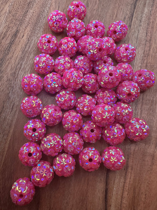 Magenta Stars- Rhinestone Acrylic 16mm