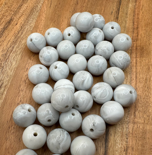 Gray Marble- Liquid Silicone Bead 15mm