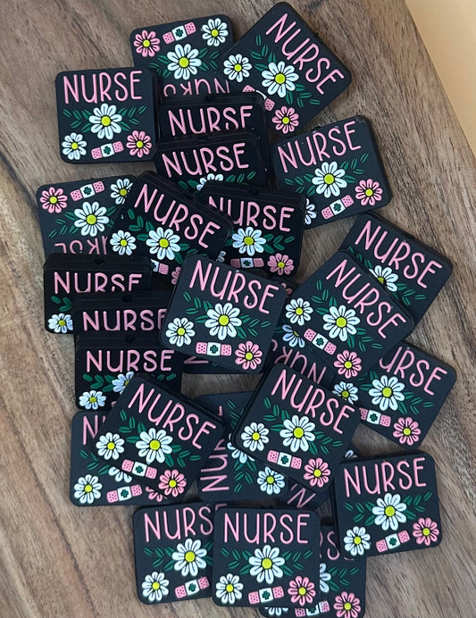 Nurse with Bandaid & Flowers Silicone Focal