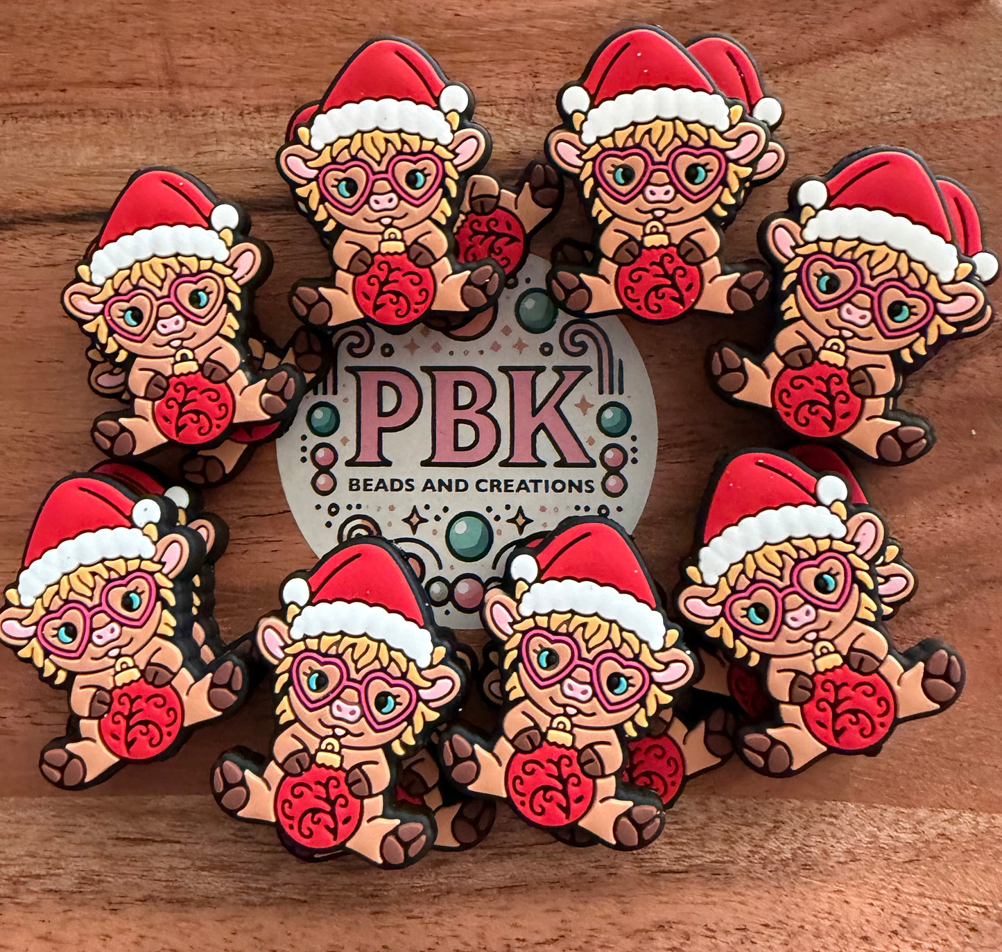 Christmas Disco the Highland Cow- EXCLUSIVE TO PBK- Silicone Focal Bead