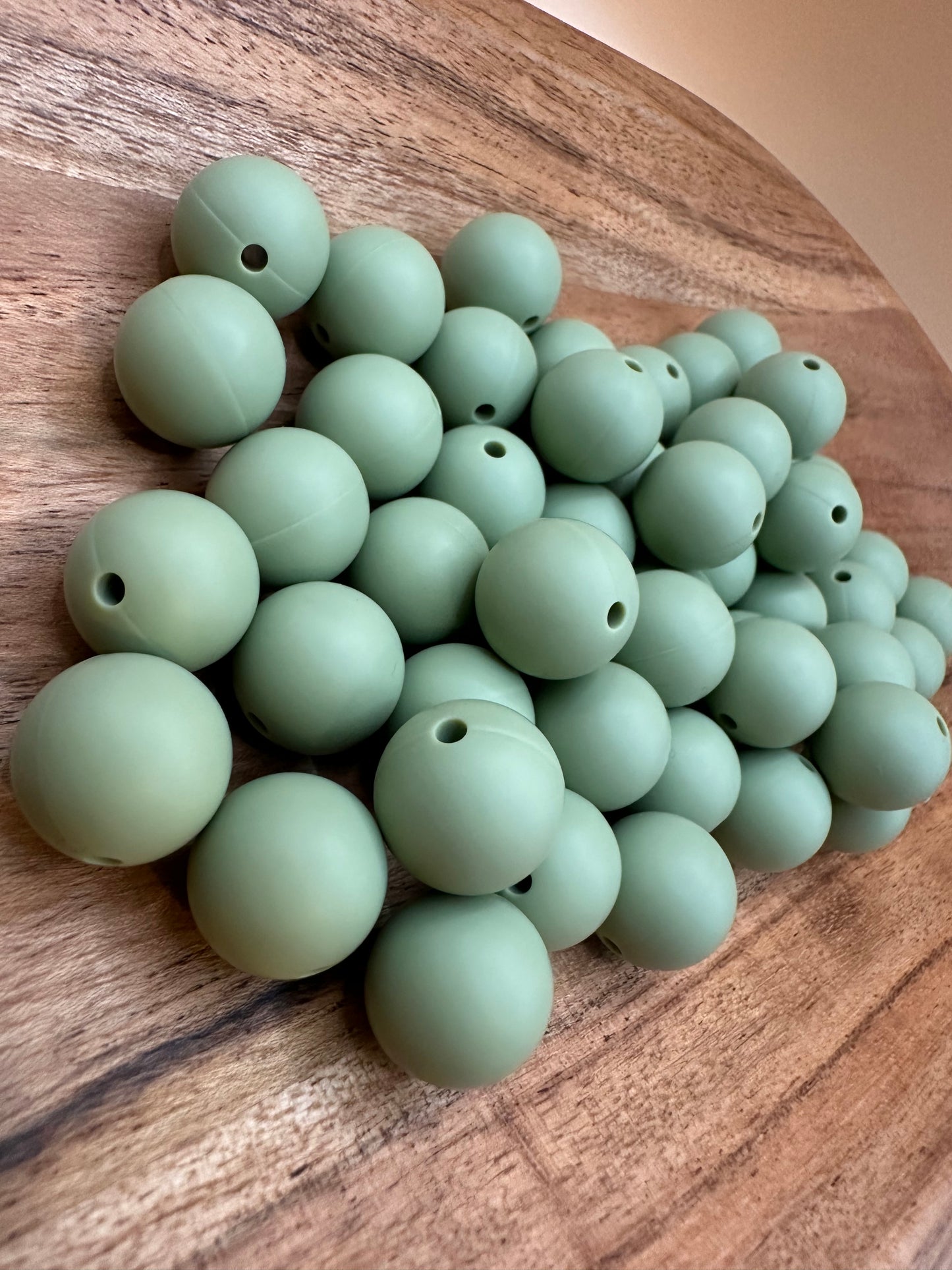 Matcha Green- Solid Silicone Bead 15mm
