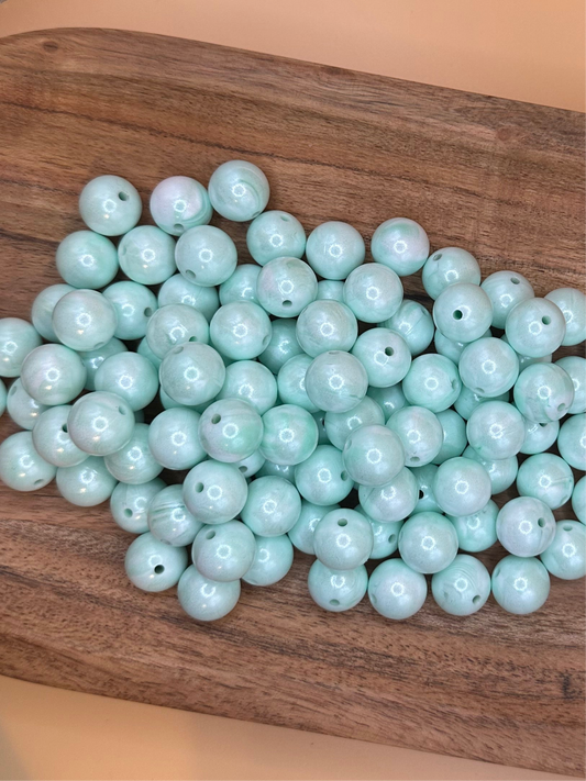 Minty Marble- Opal Silicone Bead 15mm