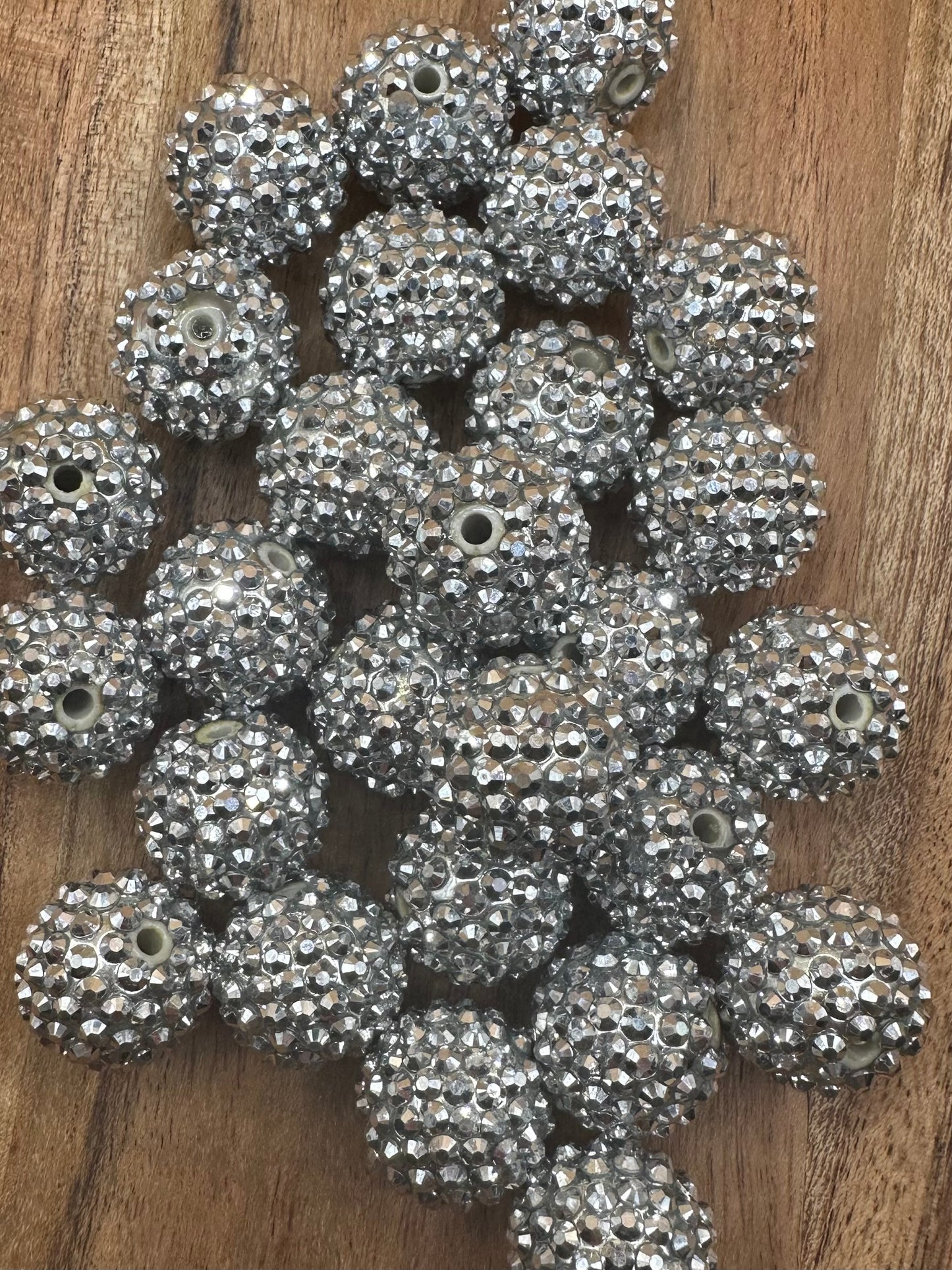 Silver- Rhinestone Acrylic 20mm