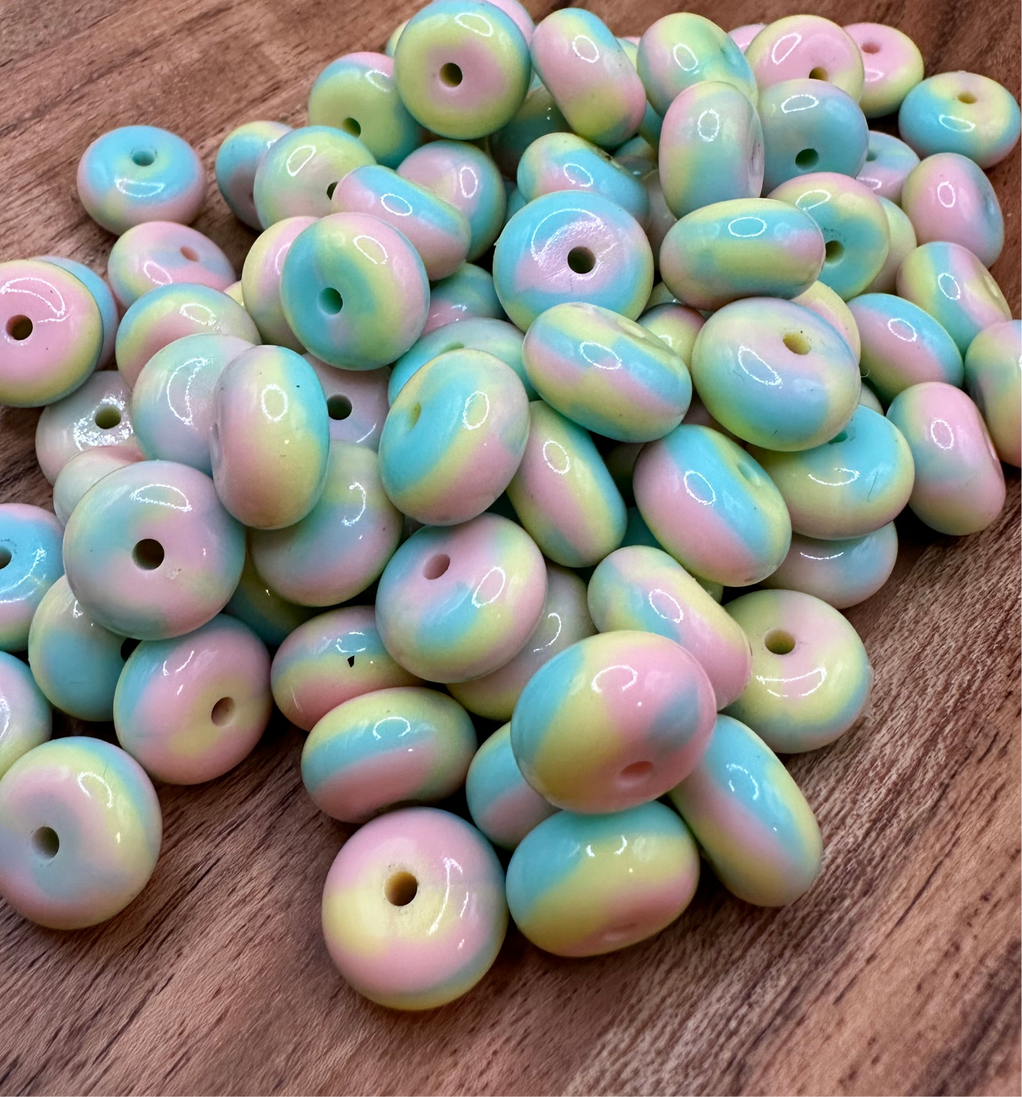 Cotton Candy Swirl- Silicone Bead Abacus 14mm