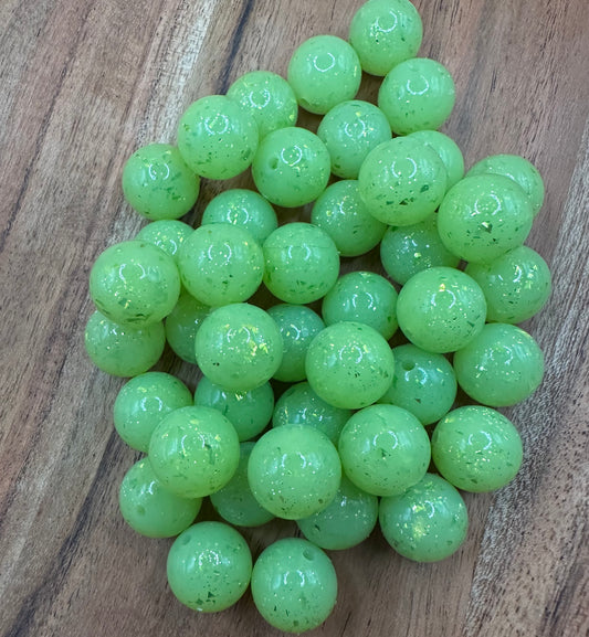 Lime Speckle Liquid- Silicone Bead 15mm
