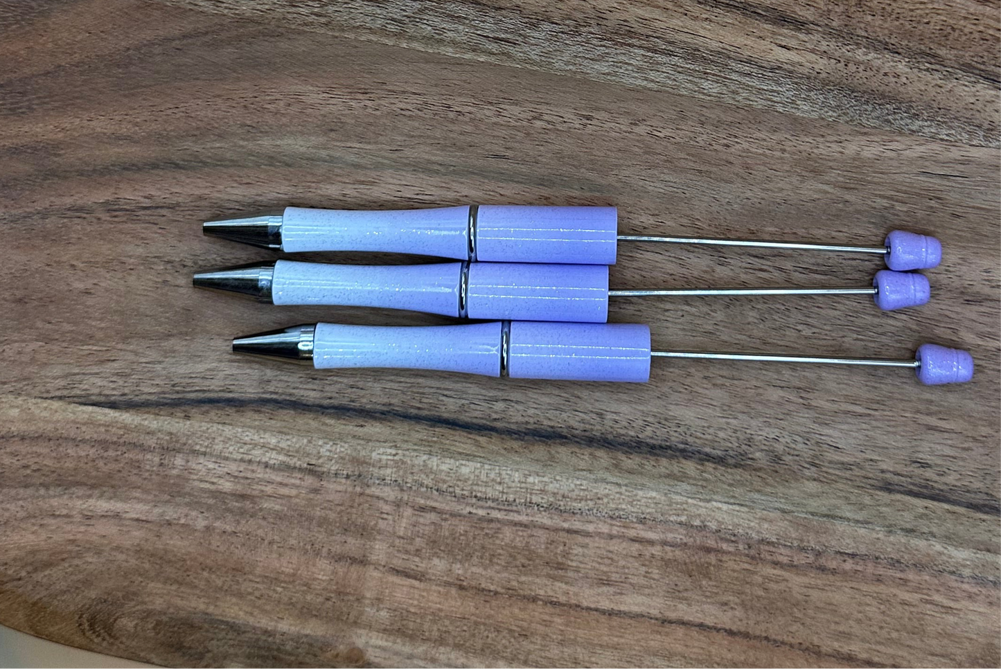 Purple & White Glitter- Beadable Pen