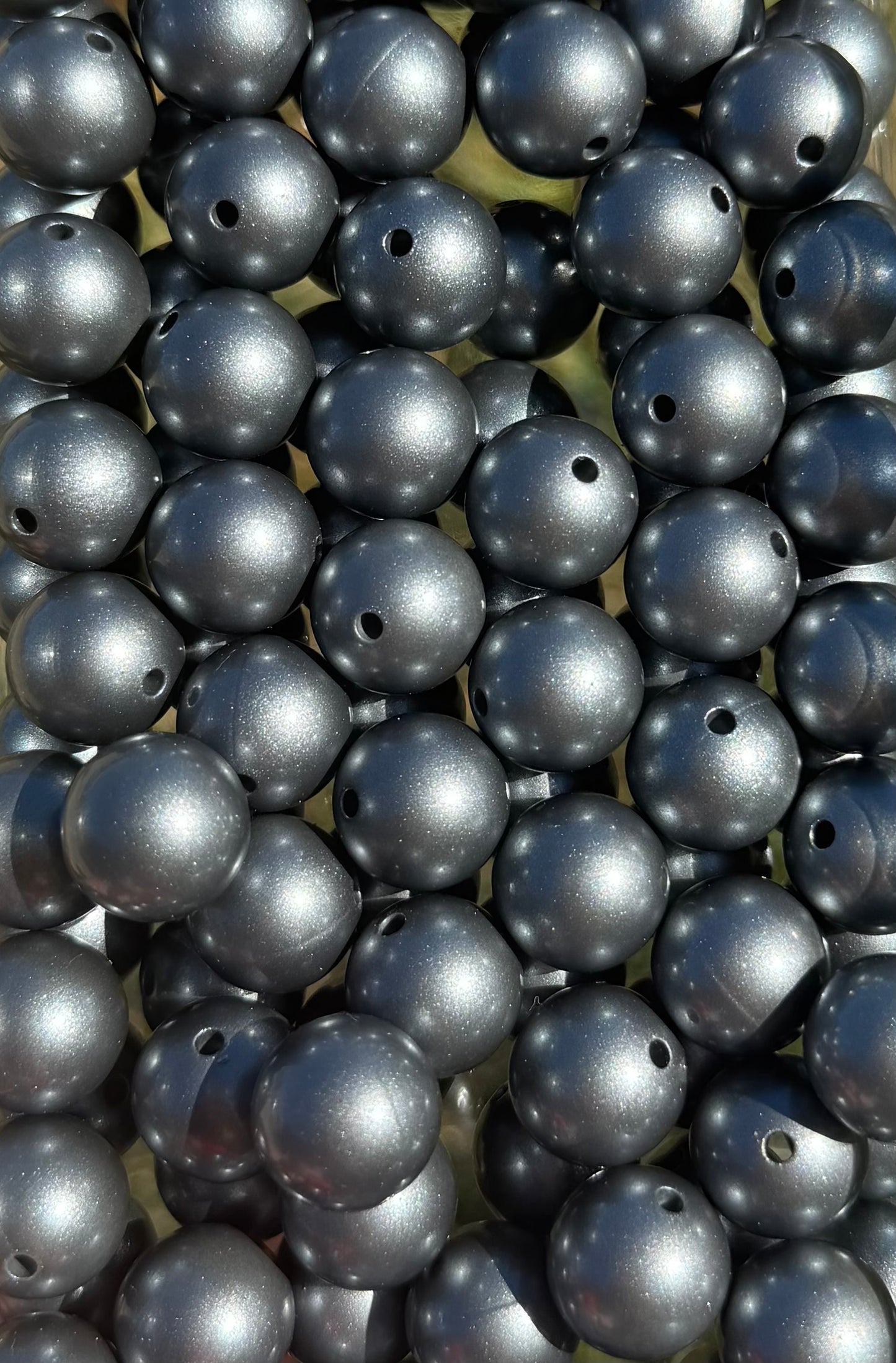 Gray Metallic Shimmer- Silicone Bead 15mm