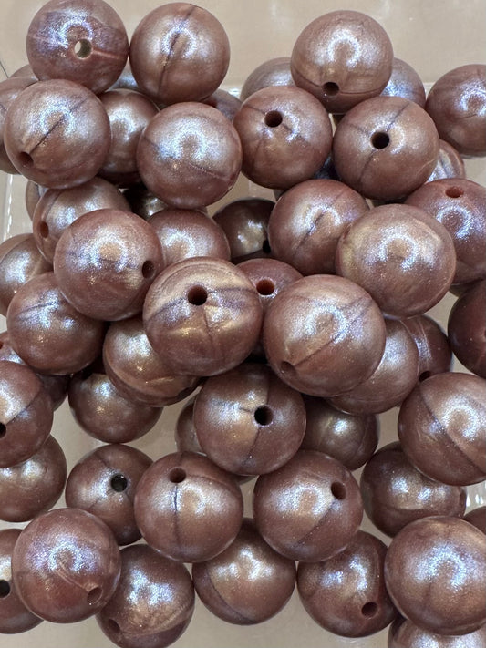 Copper Marble- Opal Silicone Bead 15mm