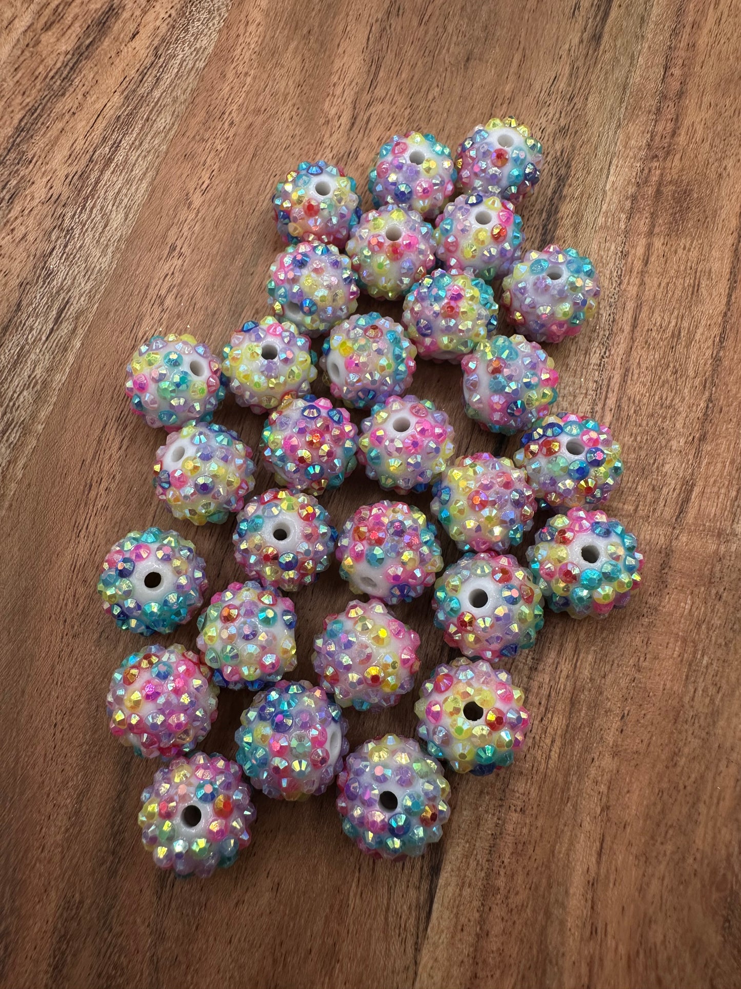 Rainbow Mix- Rhinestone Acrylic 16mm