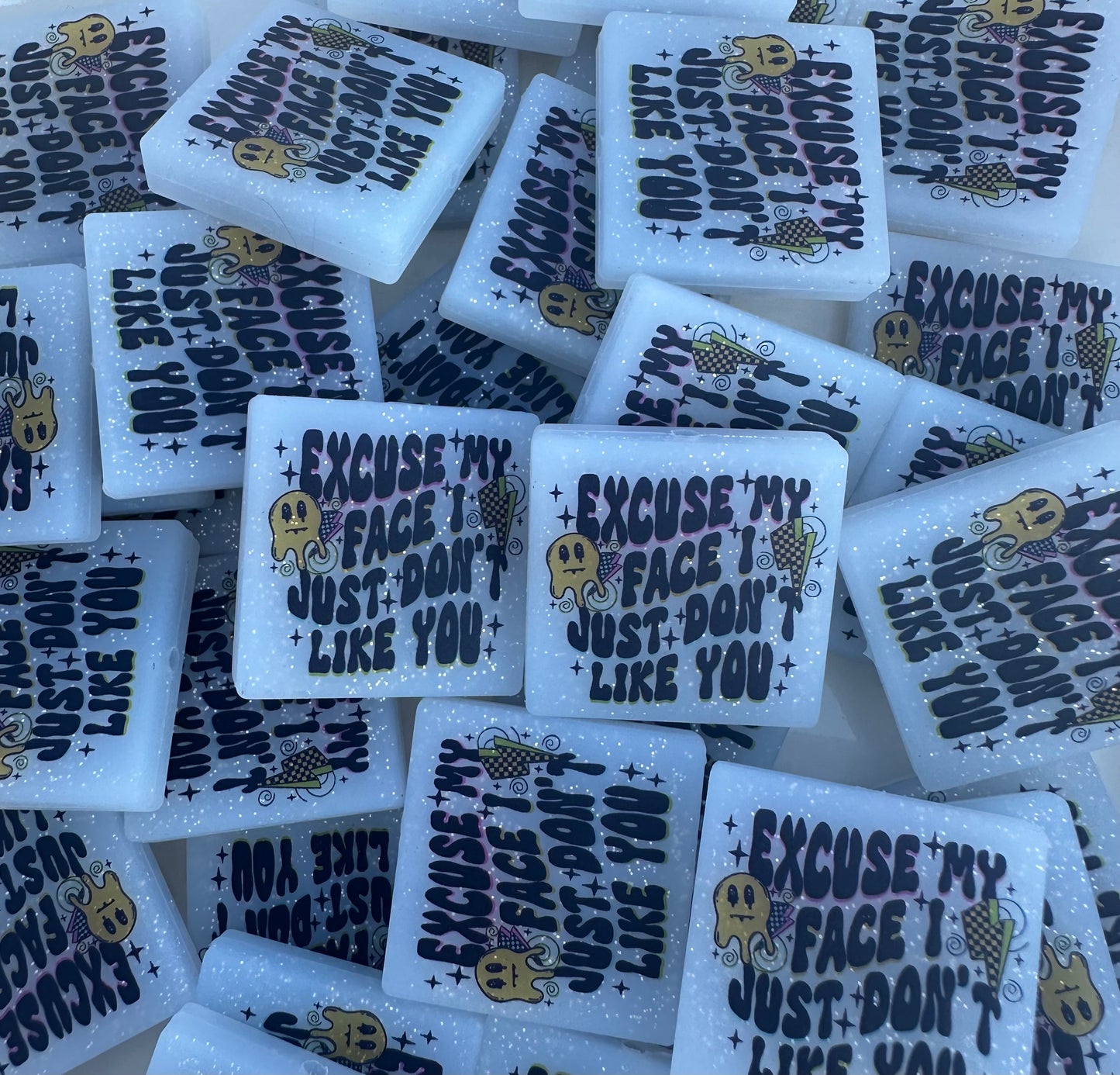 Excuse my face - EXCLUSIVE TO PBK- Silicone Focal Bead