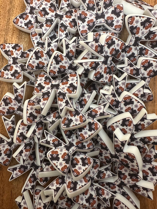 Pumpkin Cherries Bow- Glow in the Dark- Silicone Focal Bead
