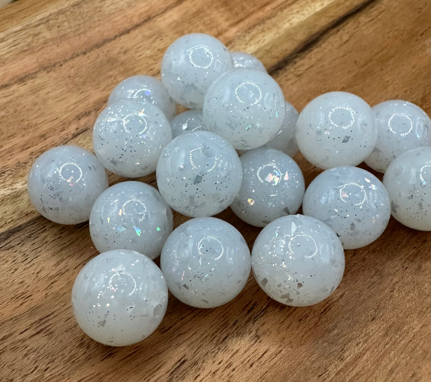 Clear Silver Speckle Liquid- Silicone Bead 15mm