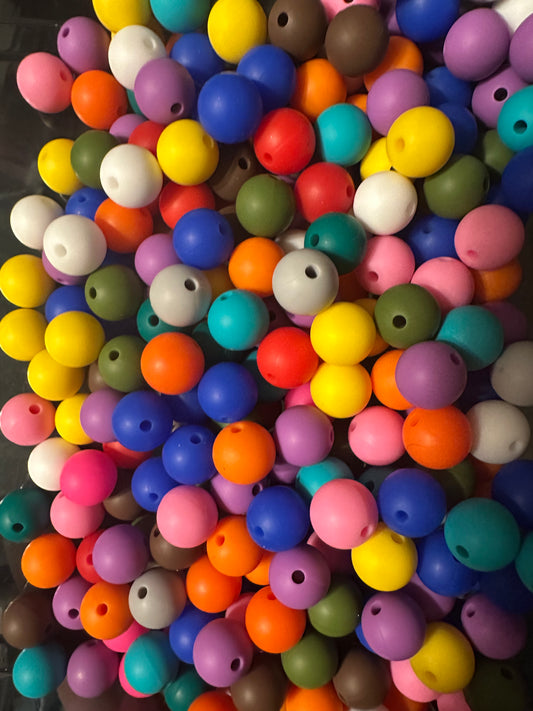 RANDOM MIX- SILICONE BEADS 12MM