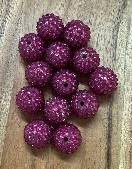 Plum- Rhinestone Acrylic 20mm