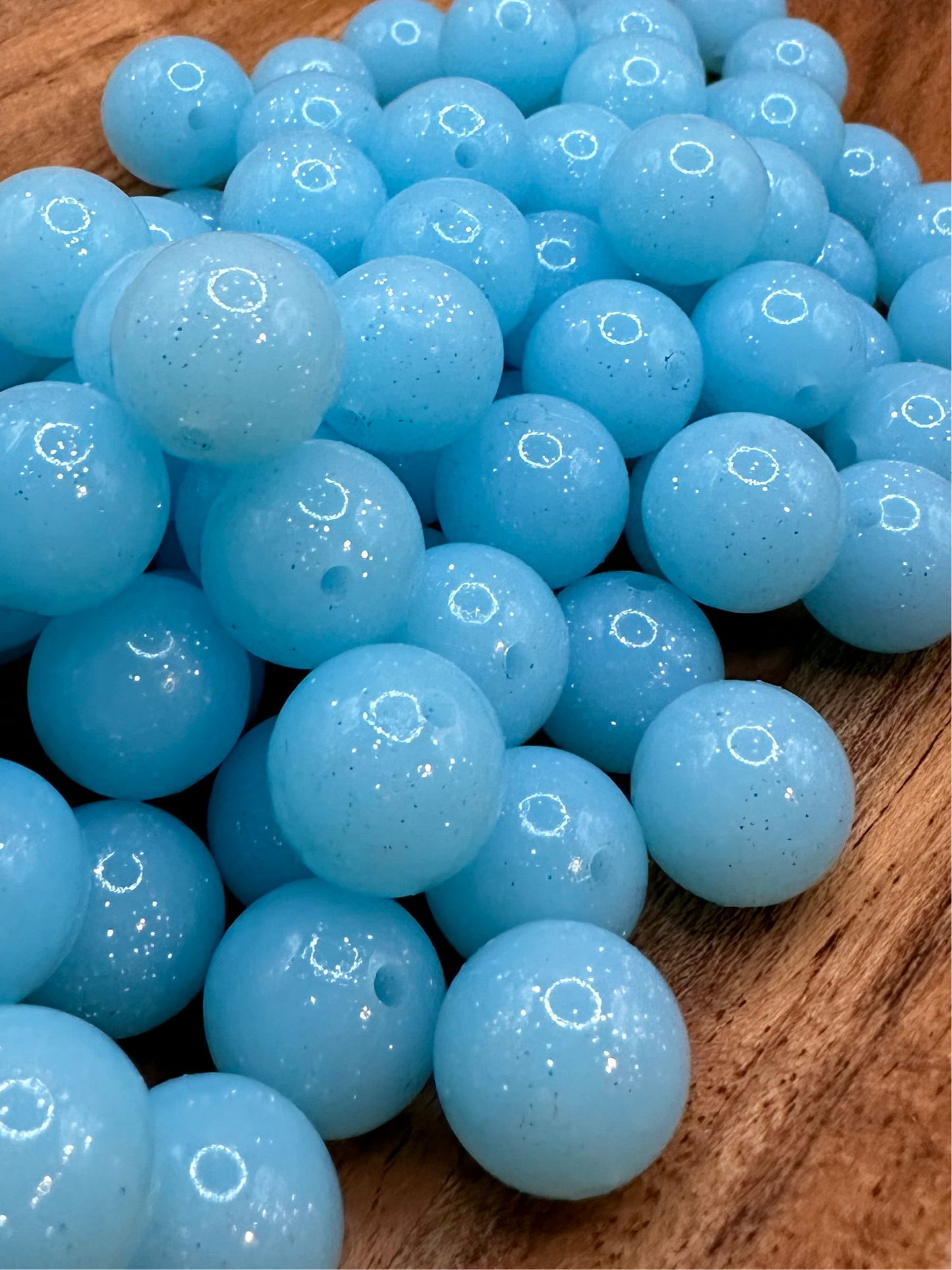 Baby Blue- Liquid Glitter Silicone Bead 15mm