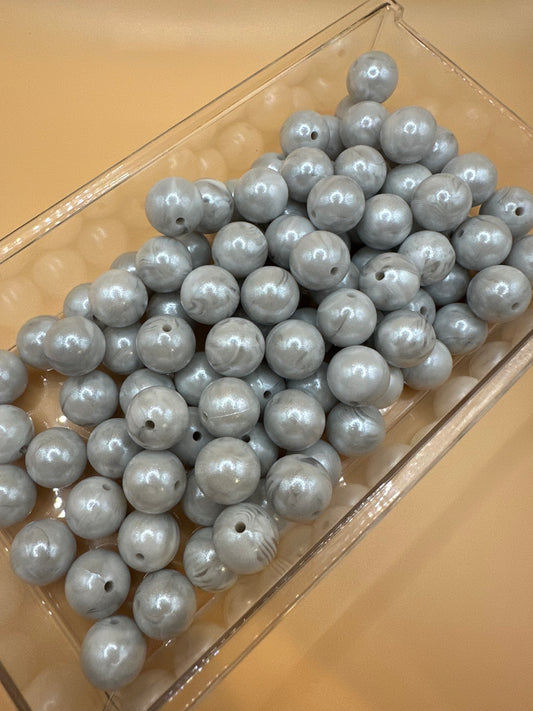 Smokey Marble- Opal Silicone Bead 15mm