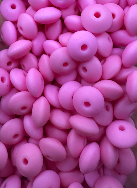 Bright Pink Lentil- Silicone Bead