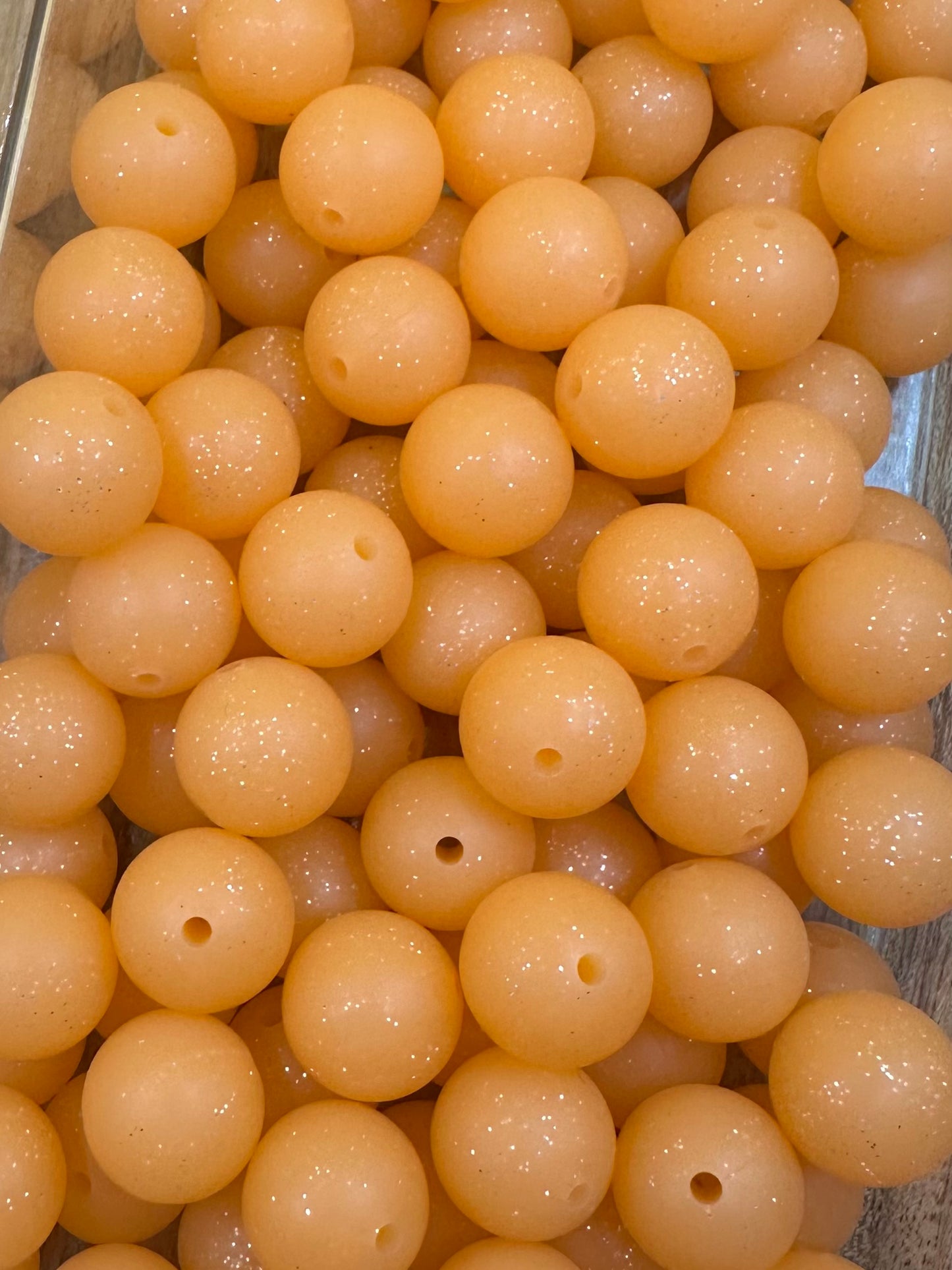 Orange- Glitter Silicone Bead 15mm