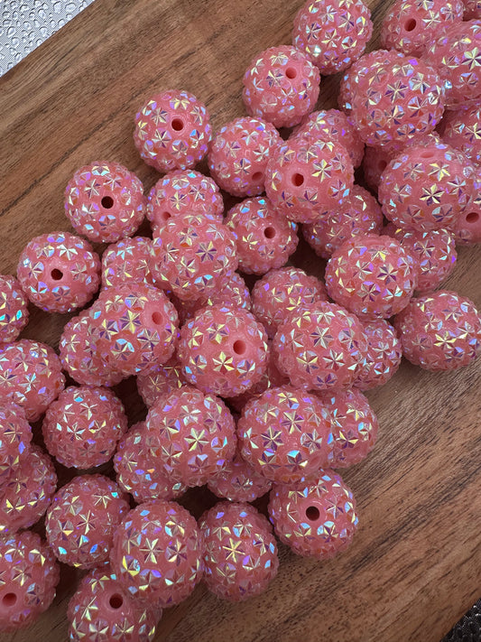 Pink Stars- Rhinestone Acrylic 20mm
