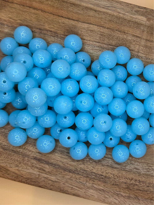 Baby Blue- Liquid Glitter Silicone Bead 15mm