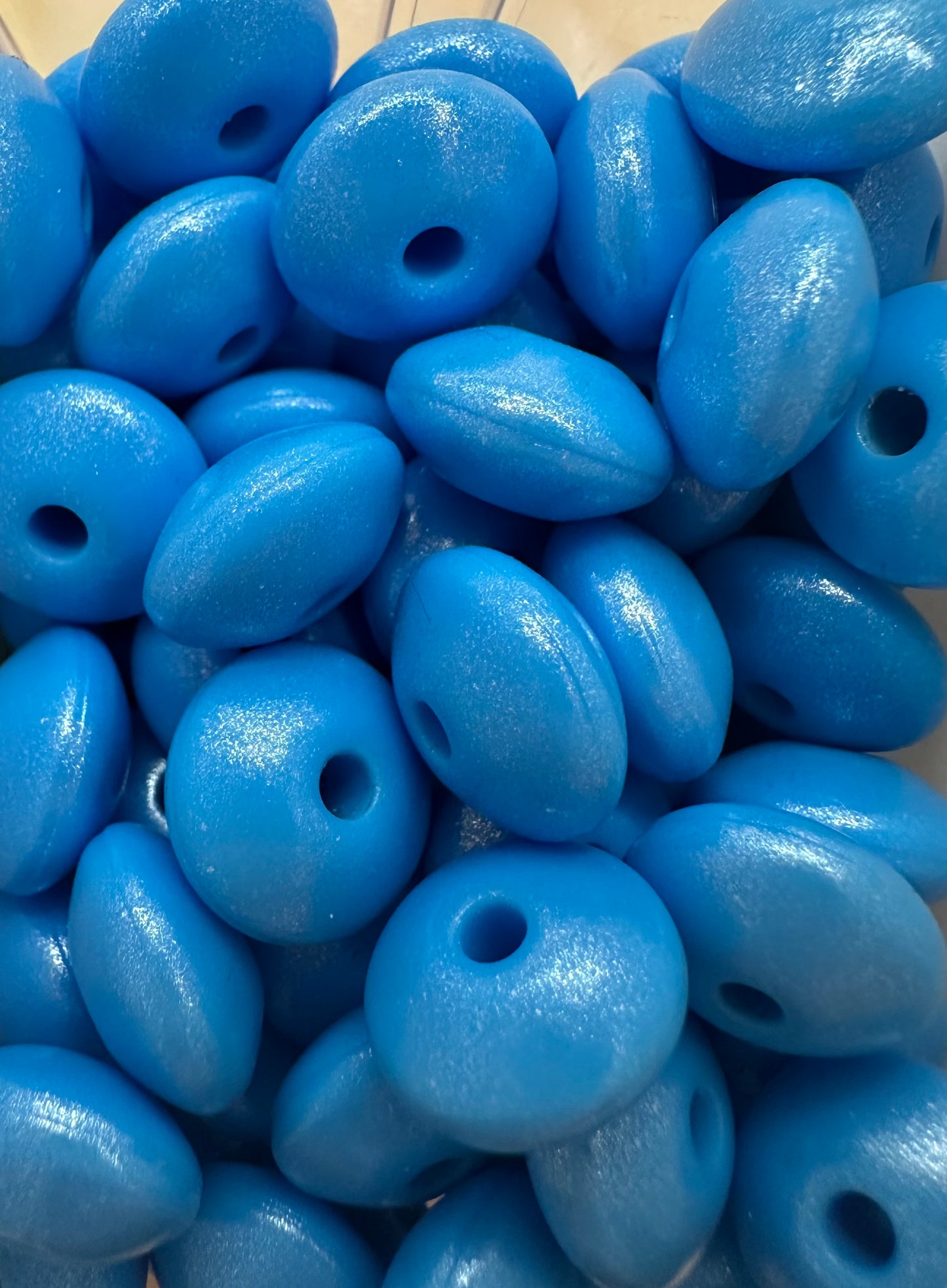 Blue Opal Lentil- Silicone Bead